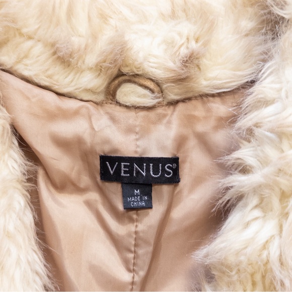 VENUS Tan Leather Jacket with Cream Fur Trim - Picture 5 of 10